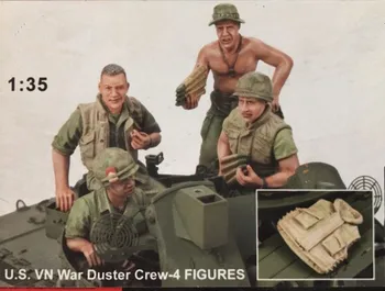 Skala 1/35 Vietnam-Krigen OS Tank maskingevær Sæt 4 Personer miniaturer Resin Model Kit Model Gratis Fragt