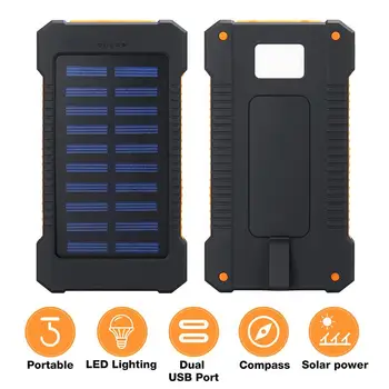 30000mAh Solar Power Bank Vandtæt Solar Oplader Havne Eksterne Oplader Powerbank til Smartphone Xiaomi, med LED Lys