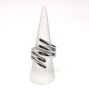 Multi-Lag Rustfrit Stål Cocktail Ring i Sølv farve Kvinder Party Mode Smykker Finger Ringe Engros Størrelse 6 7 8 9 10
