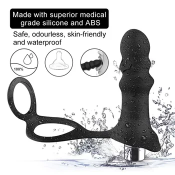 DIBE 10-mode Slå Prostata Massager Stimulator for Mænd Masturbator Butt Plug-Vibrating Ring Forsinkelse Silikone Anal Vibrator