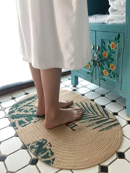 75x50cm manual - vævet Jute tæppet dørmåtte naturlige gulvtæppe måtten skridsikker øko-venlige tæppe dekorative dør mat