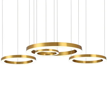 Moderne Luksus Ring Vedhæng Lys Nordiske Hanglamp Guld Kobber Ring Med Glans Pendel Lampe Ophængt Belysning