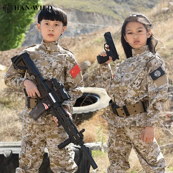 HAN VILDE Bekæmpe Uniform For 5Y-15Y Børn Militær Uniform Børn BDU Militær Hær, Taktisk Gear Jagt Multicam-Shirts&Bukser