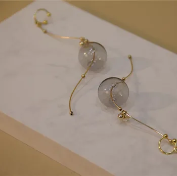 Ins Cool Stil Kobber Enkelt Glas Bolden Wire Ear Cuff For Kvinder Oprindelige Hot koreanske Lange Øreringe Til Kvinder 2018 Brincos Smykker