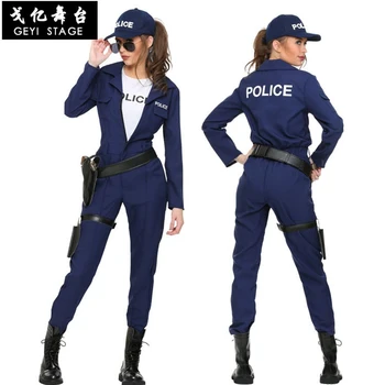 Børn politibetjent Cosplay Kostume Carnival Part Fancy Tøj Sæt Buksedragt børnenes Dag Bære Piger Policewoman Uniform
