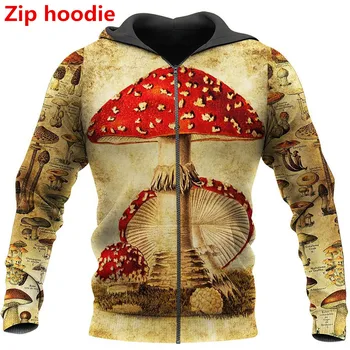 Champignon 3D Fuld-udskrivning Mænd/kvinder Zip hoodie Sweatshirts Efterår og Vinter Fashion Zip Jakke Z039