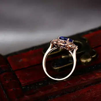 LANMI Klassiske Ovale Tanzanit Med Naturlige Diamant 18Kt Guld Victorianske forlovelsesringe for Kvinder at Elske Smykker Gave