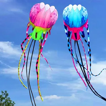 Gratis forsendelse store vandmænd kite flyve bløde kite-hjuls-for voksne tur i himlen stor blæksprutte kite legetøj udendørs sport trilobiter