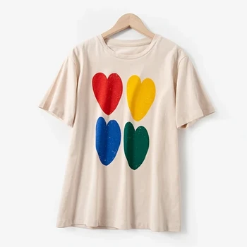 2020 Nye Retro Kvinder T-shirt damer farverige Hjerter Printted Tee kvindelige vilde stilfulde Sommer kort ærme t-shirts top