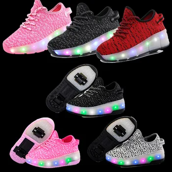 2020 Sneakers roller sko Med to Hjul Wheelys Led Sko Børn Piger Børn Drenge Lys Op Lysende Glødende Oplyst