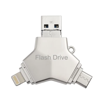 Kismo 4 i 1 High Speed USB 3.0-Metal Flash USB-Memory Stick, Pen-Drev Til iphone X 8 7 Plus S8 S9 Note 8 Android PC