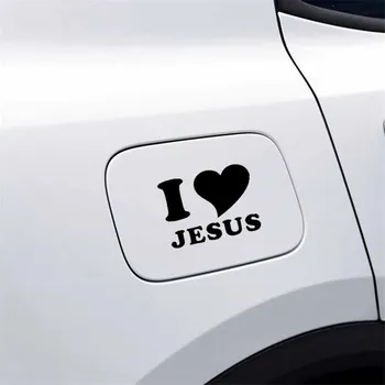 Jeg ELSKER JESUS HJERTE Kristne Religiøse Bil Mærkat Biler, Motorcykler Udvendigt Tilbehør Vinyl Decals til Honda Lada Bmw