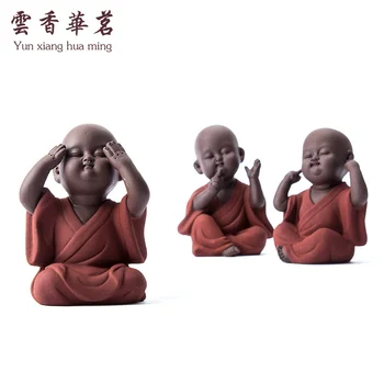 Håndlavet Buddha Te Pet lilla sand buddha Munk Te skuffe indretning tilbehør kung fu te sæt K001
