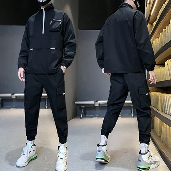 Mænd Streetwear Træningsdragt Harajuku Joggere, der Passer Sætter Reflekterende 2020 Nye Hiphop 2 STK Hættetrøjer + Bukser Sportslige Herre Tøj