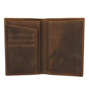 PNDME enkel vintage crazy horse koskind passport wallet afslappet naturlig ægte læder minimalistisk RFID ID-kort holder taske