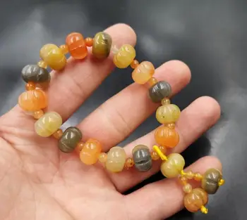 2020 natursten Xinjiang tre-farve gylden silke jade græskar perler armbånd Kvinder Bracel