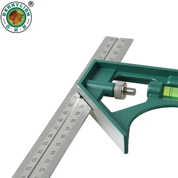 300mm Kombination Square Vinkel Lineal 45/90 Grad Med Boble-Niveau, Multi-funktionelle Værktøj til Måling
