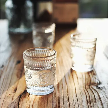 Retro Europæisk Stil Præget Mønster Glas Vand Glas Mælk Juice Dink Glas Vin Cup 260 ml bpa-frie 380ml Old Fashion Glas