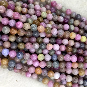 Ægte Naturlig Lilla Blå pink gul flerfarvet Ruby, Sapphire сапфир Rubis saphir sten Rundt Løse Perler 6-12mm 06418