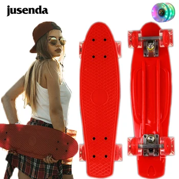 Jusenda Skateboard 22in Mini Cruiser Børn Penny Board Pastel Longboard Fisk Skate Blinkende Hjul Banan Skateboard