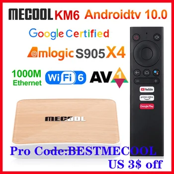 Mecool KM6 deluxe Amlogic S905X4 Android 10 TV-BOKSEN Google Certificeret TVBOX 4GB 64GB Støtte Wifi6 AV1 BT5.0 4K-Set-Top-Boks 2G 16G