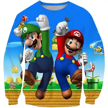 Ny Efterår Baby Tøj Mario Bros Pullover Børn, Mode, Drenge, Piger Tegnefilm Lange Ærmer Casual Børn Udskrive 3D-Tøj