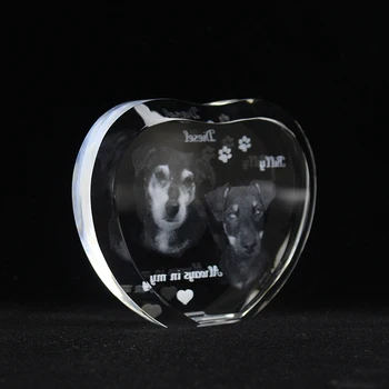 Dejlige Hjerteformede Billede Laser Indgraveret Bryllupsdag Krystal Hjerte Bordkort Håndværk Souvernirs