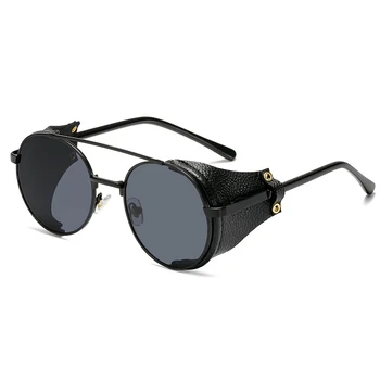 Mode Runde Steampunk Solbriller Brand Design for Mænd, Kvinder Punk Sol briller UV400 Luksus Solbrille Nuancer Oculos de sol