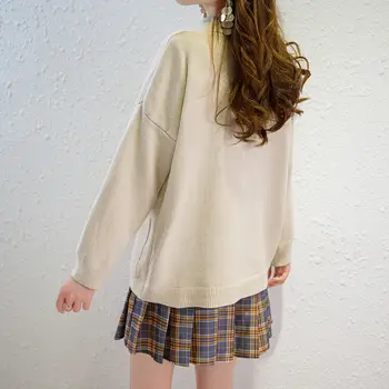 College Stil Sweater Foråret Efteråret Kvinder Japan Preppy Stil Strik med Lange Ærmer V-Hals Bløde Pige Cardigan JK Uniform