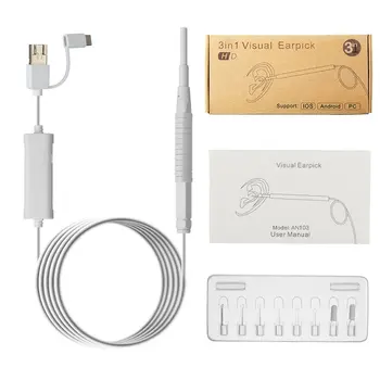 AN103 3.9 MM 3-i-1 Visual Earpick Ear Cleaning Tool In-ear-Cleaner Med LED-Kamera-Endoskop Øre Ske Health Care Tool