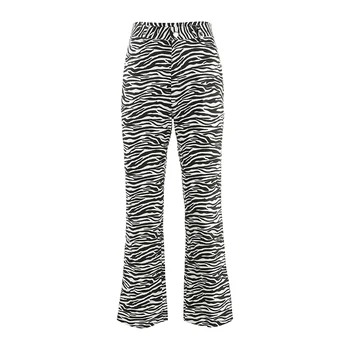 Rockmore Zebra Stribet Print Bukser Kvindelige Løbere Højtaljede Bukser Streetwear Løs Harajuku Bred Ben Bukser Femme Sweatpants