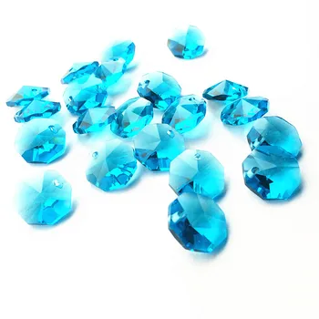 Gratis Forsendelse 100pcs/masse 14mm Aquamarine Crystal Ottekant Perler I Et Hul Til Crystal Gardin Tilbehør til boligindretning