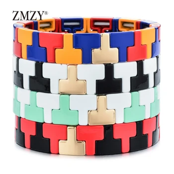 ZMZY Blanding af Farver, Luksus Brand Unikt Design Stablet Armbånd Perler Strække Emalje Armbånd til Kvinder Håndlavede Smykker Engros