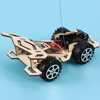 DIY RC Bil Legetøj, som Børn Pædagogiske Træ Model Samle Fjernbetjening Legetøj Sæt El-Studerende, videnskabelig Læring Legetøj