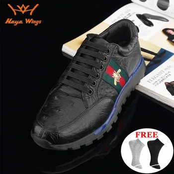 Lys luksuriøse struds læder Sneakers Mænds mode casual sko fritid stil, høj kvalitet færdige sport sko