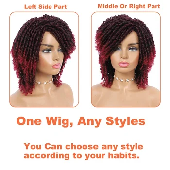 Kryssma Kort Dreadlock Wig Ombre Golden Twist Parykker for Sorte Kvinder Curly Syntetiske Parykker cosplay Nye Mode varmeandig Afro