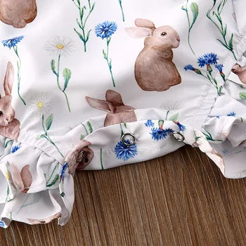 2020 Forår Sommer Søde Nyfødte Baby Piger Sparkedragt Uden Ærmer Påske Tøj Kanin Print Playsuit Bunny Buksedragt Udstyr