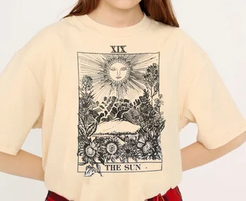 VIP HJN Mode Tees XVII Solen Tarot Kort, Kvinder T-Shirt med Vintage Design Kvinder Mænd Unisex T-Shirt, Toppe Gotiske Tees