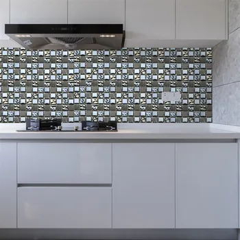 Fliser Mærkat Mosaik mønster moderne 30STK selvklæbende Badeværelse, Køkken boligindretning Wall Sticker 3D