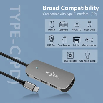 USB Type C-Hub USB-C for Apple iPad Macbook Pro 11 2020 Luft 4 Huawei Matebook PD Multi Oplader USB-C Adapter Dock USB3.0