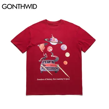 GONTHWID Fri Fantasi i Rummet Kreative Print t-shirts Sommeren Mænd Casual Streetwear Tops Tees Hip Hop Mandlige Bomuld T-Shirts