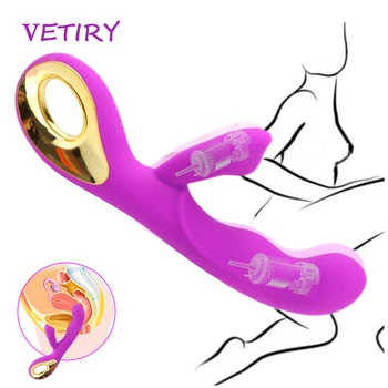 VETIRY G Spot Dildo Rabbit Vibrator Dual Vibration, Vandtæt Silikone Kvindelige Vagina, Klitoris Massager Sex Legetøj Til Kvinder