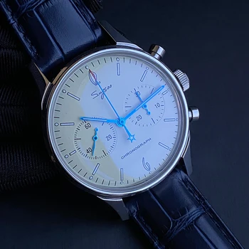 Officielle sugess oprindelige se seagull mekanisk movment ST1901 vintage mænd ser pilot chronograph armbåndsur militær-serien