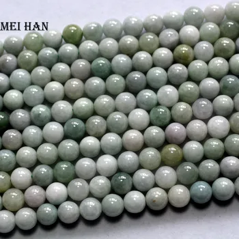 Meihan ping (1 linje) naturlige 8mm Burma Jade glatte runde sten perler til smykkefremstilling DIY