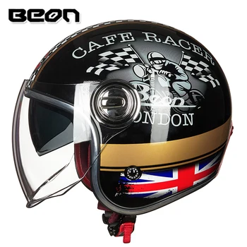 BEON motorcykel hjelm 3/4 åbne ansigt hjelm Motocross vintage casque Moto Casque Casco Motorcykel Capacete Retro Hjelm B-108A