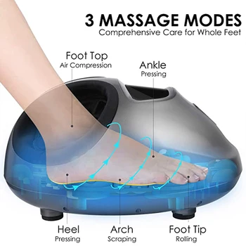 Fod Massager shiatsu Massageapparat til fødder med Varme æltning Fod Massager med Rullende og Kompression til Hjemmet og Kontoret