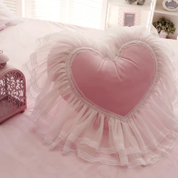 Varm fleece pude bryllup dekoration seng pude prinsesse flæsekanter blonder sød coussin puder hjem soveværelse tekstil sofa puder