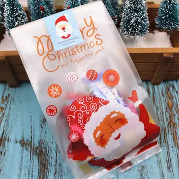 Jul Kiks Emballage Pose Gaver Snemand Santa Claus Taske Indehavere Bage Småkager Slik Smykker Plast Emballage Poser SZ