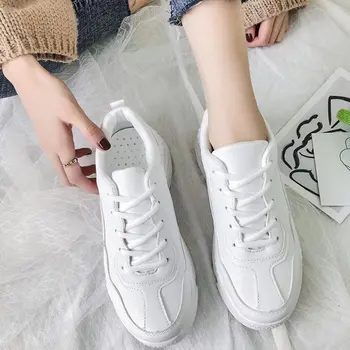 2020 Ny White Girl Fashion Sneakers Tyk Bund Dame Platform Sneakers Casual Sko Shoes De Mujer Chunky Kører Sneakers