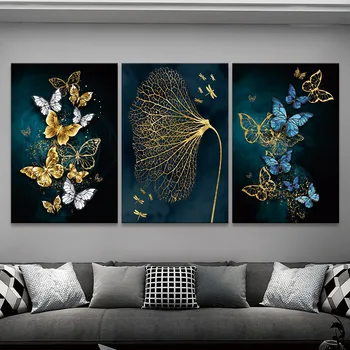 BANMU Moderne Abstrakt, Minimalistisk Stil, Væg Udsmykning Malerier Print-Blå Butterfly Til Stue, Soveværelse Dekorative Malerier